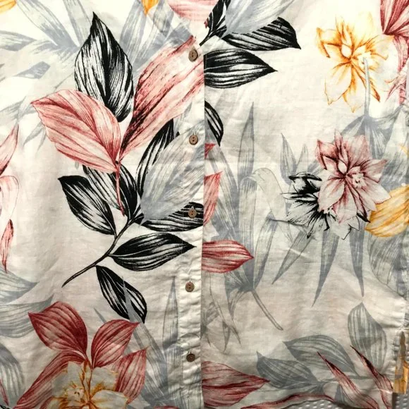 C&C CALIFORNIA 100% linen leaf print colorful shirt Size small Sleeveless - Picture 3 of 7